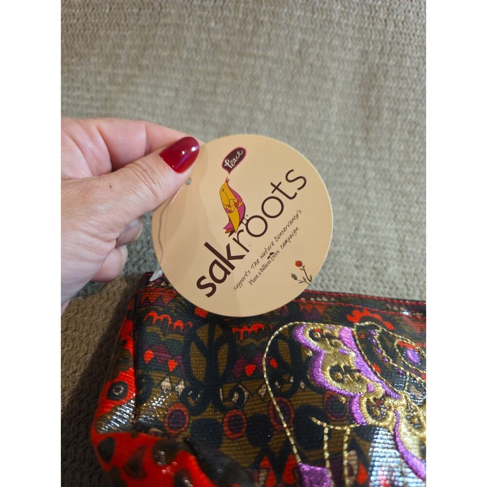 Sakroots Makeup VinylZipBag Embroidered Gold & Purple Elephant NWT But Worn Pull - Picture 5 of 8